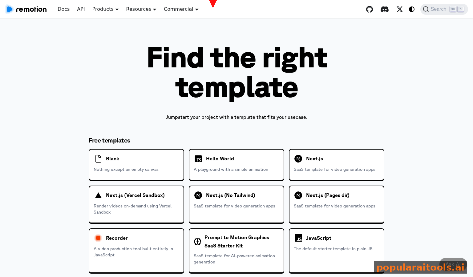Remotion templates library with starter projects
