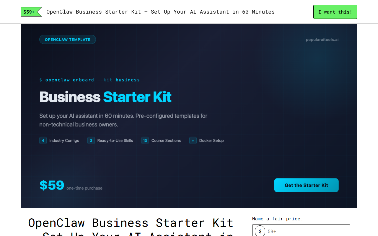OpenClaw Business Starter Kit — Gumroad product page